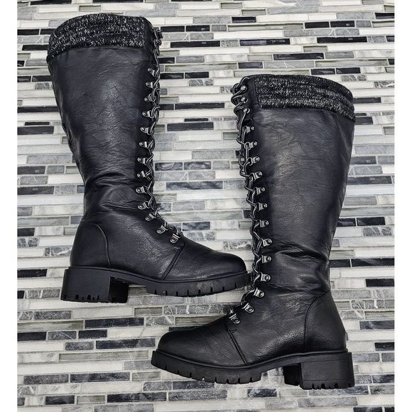 Torrid Black Lace-Up Heeled Boots - Picture 6 of 11